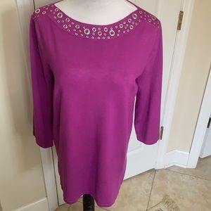 NWOT SPENSE  Casual Tunic Top w Silver tone embellishments  - light purple color